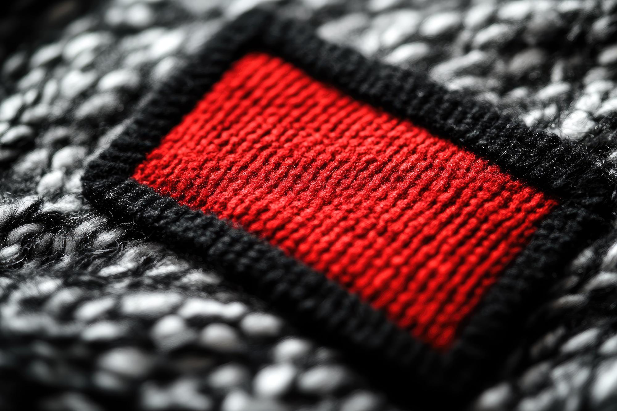 close-up embroidered patch on dark fabric